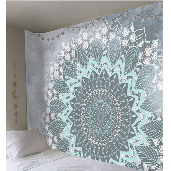 Psychedelic Tapestry Mandala Wall Hanging Art TEAL - Picture 2 of 7